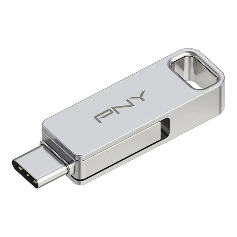 PNY - 128GB DUO LINK USB 3.2 Type-C Dual Flash Drive - Silver