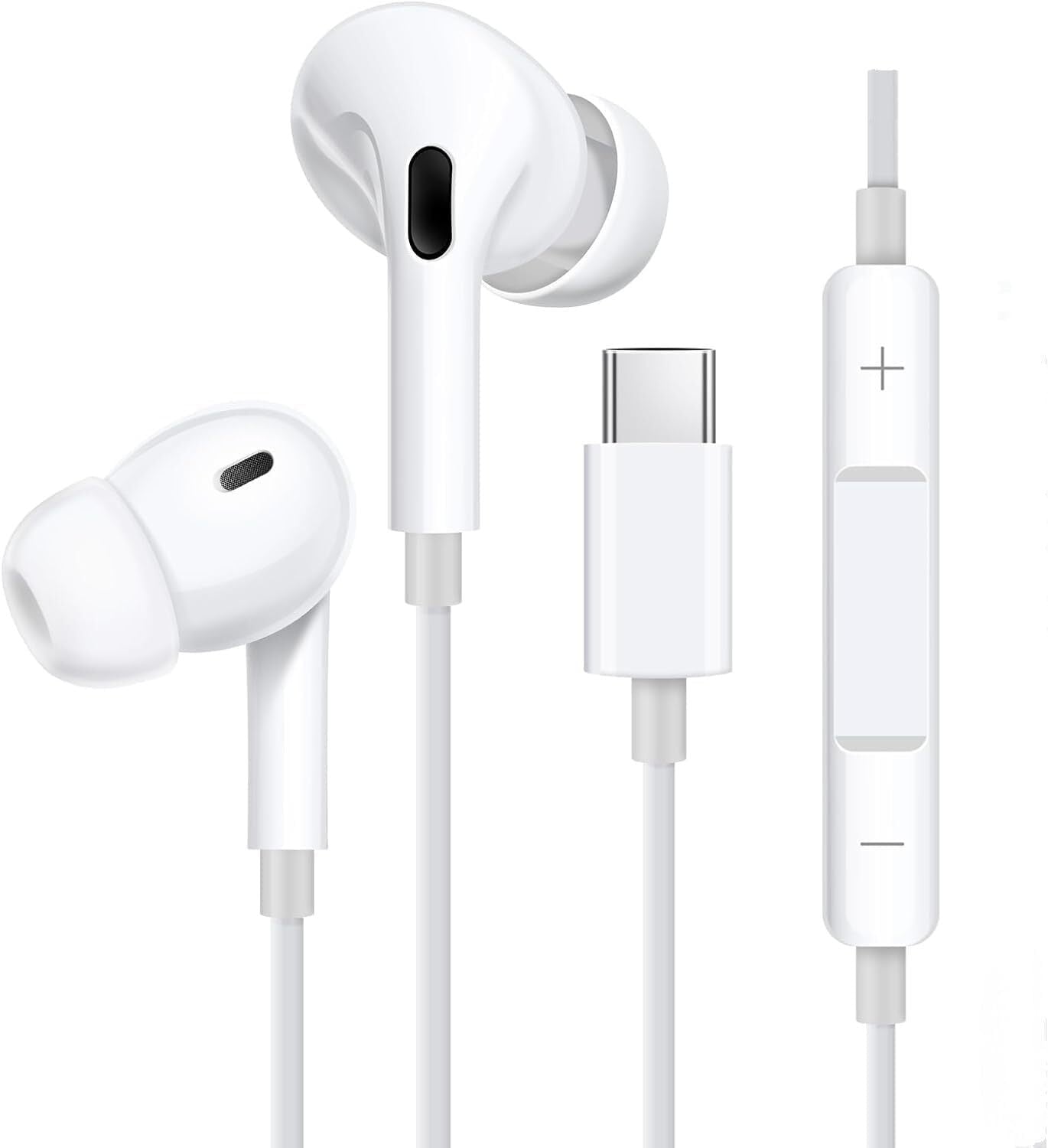 USB-C Type C Wired Headphones Earbuds for iPhone 16 15 Pro Max Plus