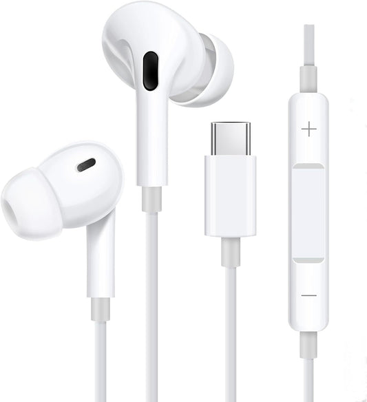 USB-C Type C Wired Headphones Earbuds for iPhone 16 15 Pro Max Plus